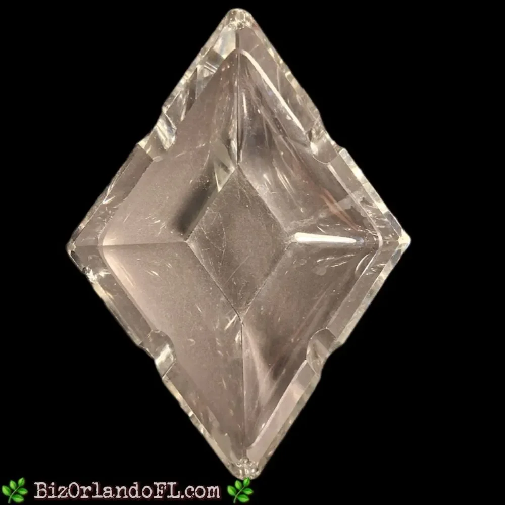 VINTAGE: Diamond Shaped Clear Glass  Cigar Ashtray Heavyweight 2-Slot 1950s RARE